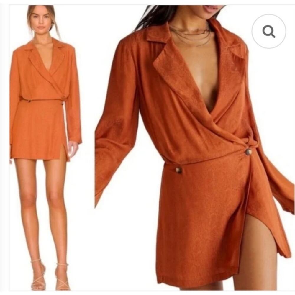 Free People Rust Orange Wrap Mini Dress - Picture 2 of 8